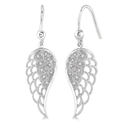 Silver Angel Wings Diamond Earrings
