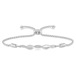 Sterling Silver Infinity Swirl Diamond Bracelet