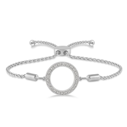 Silver Circle Diamond Lariat Bracelet