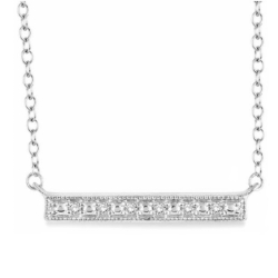 Sterling Silver Diamond Horizontal Bar Necklace