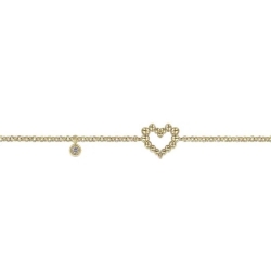14K Yellow Gold Heart Bracelet with Diamond Bezel Charm