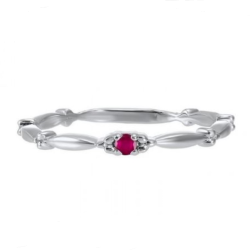 10k White Gold Ruby Stackable Ring