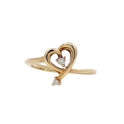 Estate Heart & Diamond Ring