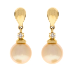 14K Yellow Gold Drop Pearl Earrings