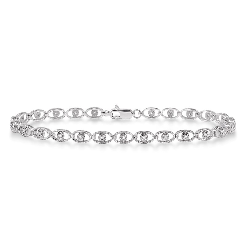 10k White Gold .25cttw Round Diamond Open Oval Tennis Bracelet 10k White Gold .25cttw Round Diamond Open Oval Tennis Bracelet