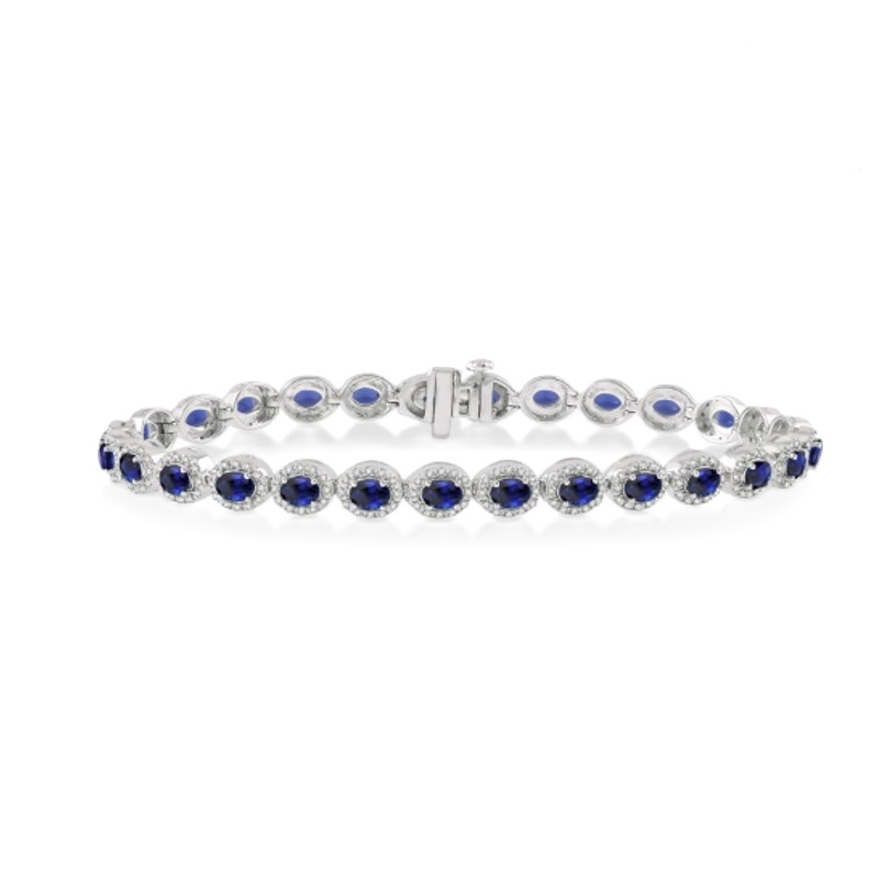 14k White Gold Sapphire & Diamond Bracelet 14k White Gold Sapphire & Diamond Bracelet