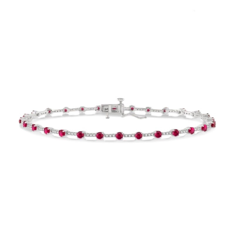 10k White Gold Ruby & Diamond Bracelet 10k White Gold Ruby & Diamond Bracelet
