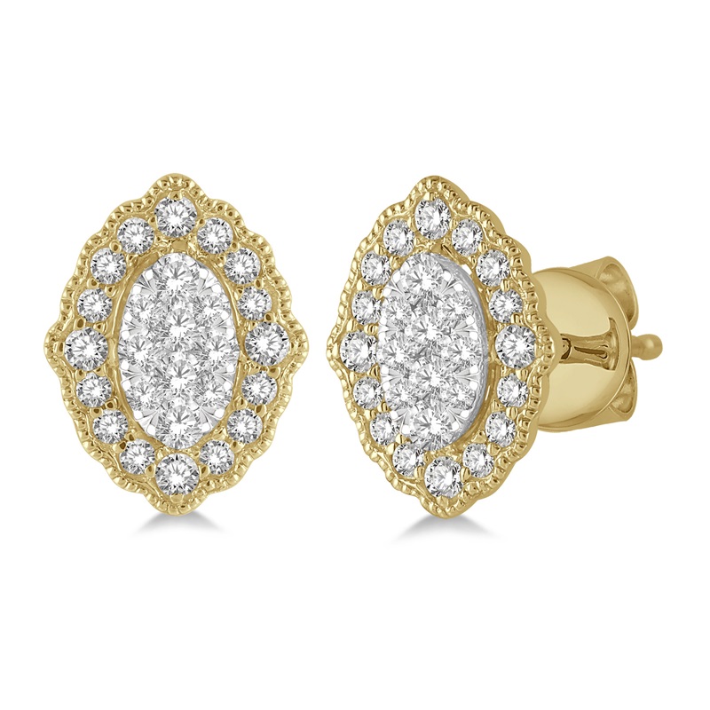 14k Yellow Gold Diamond Cluster Earrings 14k Yellow Gold Diamond Cluster Earrings