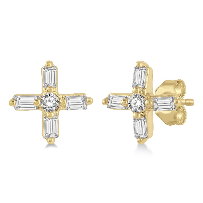Round/Baguette X Petite Stud Earrings