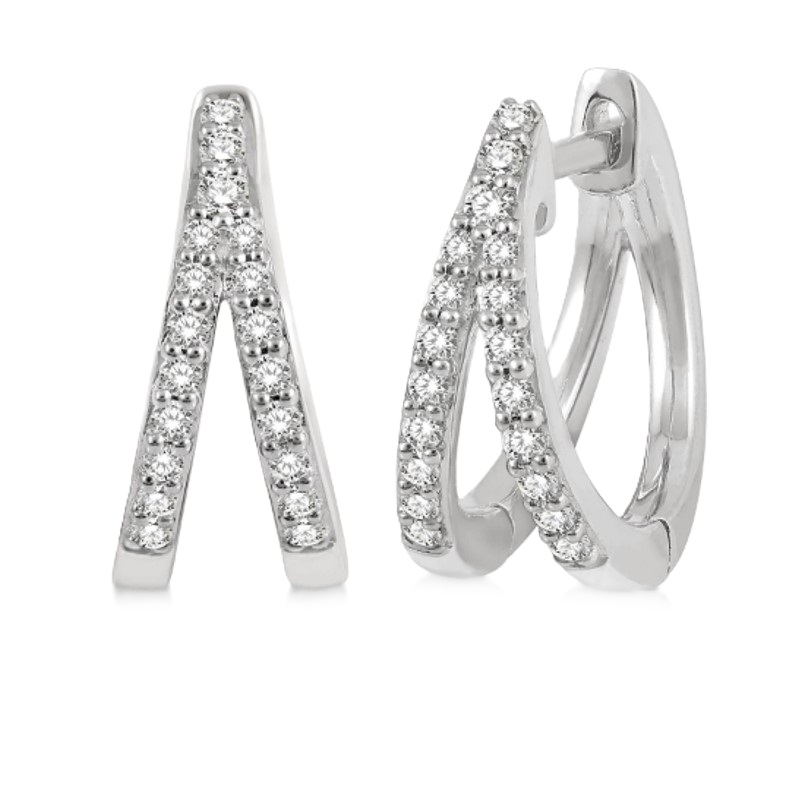 Split Diamond Huggie Earrings Split Diamond Huggie Earrings