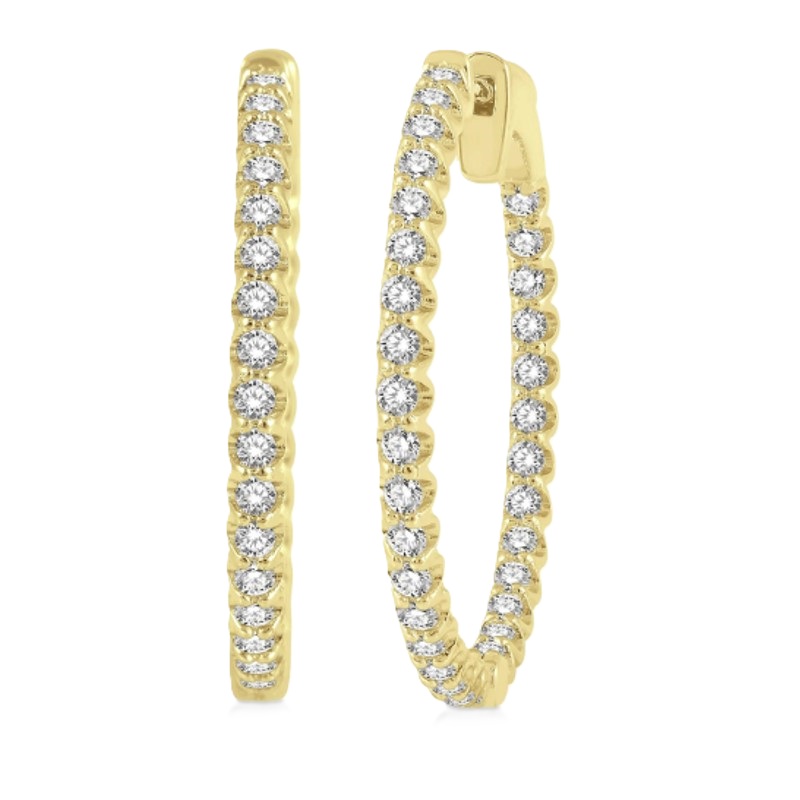1 Ctw Inside-Out Diamond Hoop Earrings