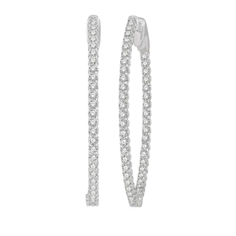 1.00cttw Diamond In and Out Oval Hoop Earrings