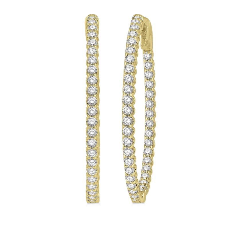 1 1/2 Ctw Inside-Out Diamond Oval Shape Hoop Earrings 1 1/2 Ctw Inside-Out Diamond Oval Shape Hoop Earrings