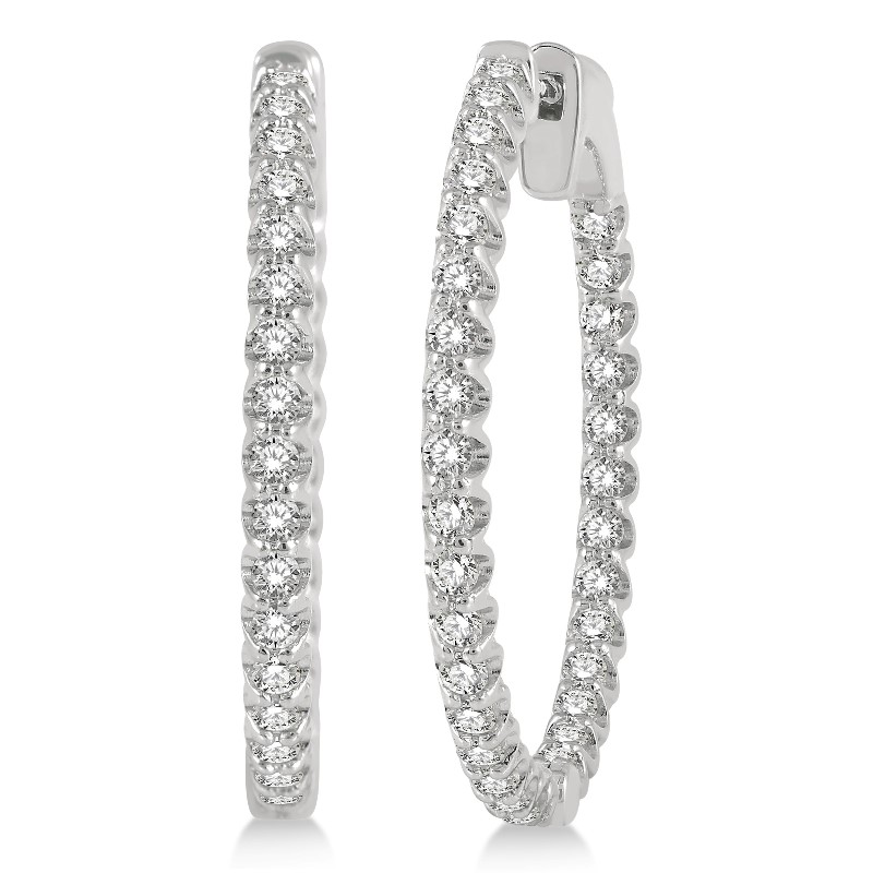 1 Ctw Diamond In-Out Hoop Earrings