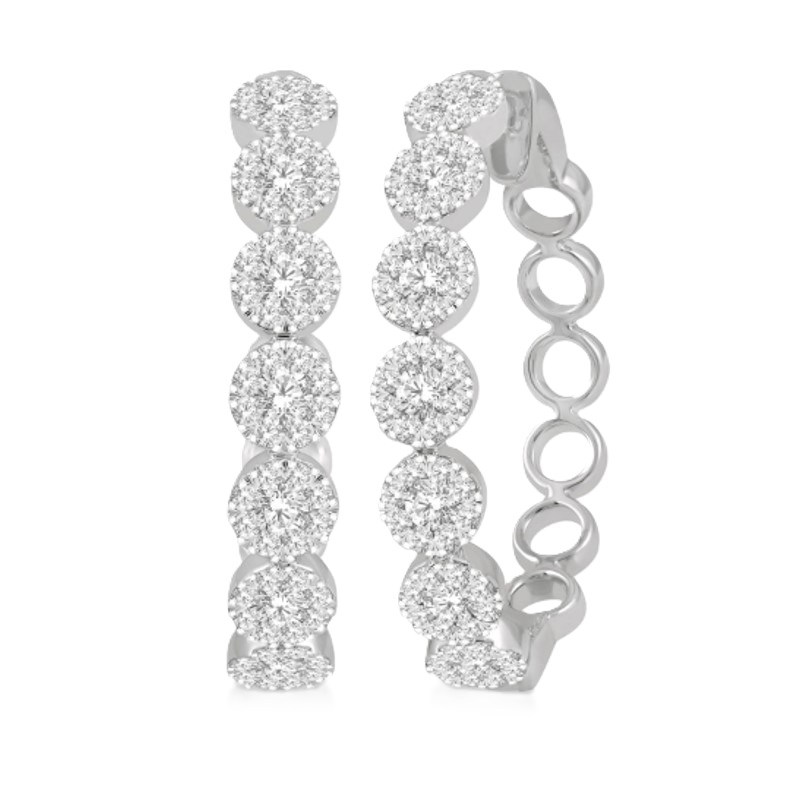 Diamond Cluster Hoop Earrings 2.00cttw Diamond Cluster Hoop Earrings 2.00cttw