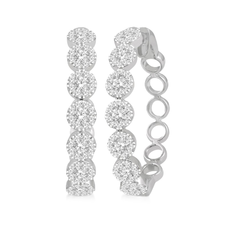 Diamond Cluster Hoop Earrings 1.50cttw