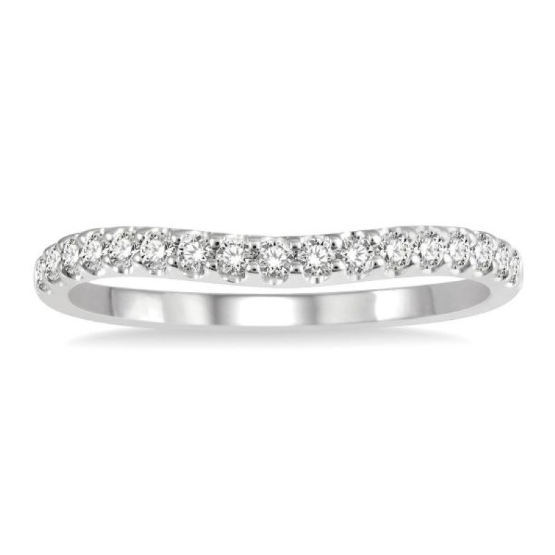 14k White Gold Curved Diamond Wedding Band 14k White Gold Curved Diamond Wedding Band