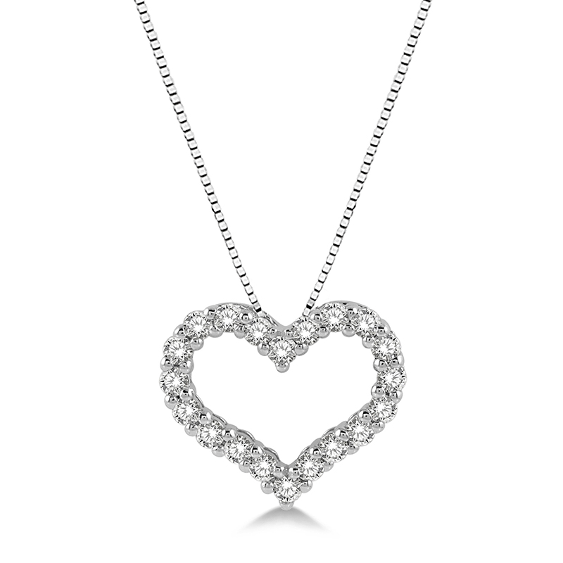 14k White Gold .25cttw Diamond Heart Pendant w/ 18" Chain 14k White Gold .25cttw Diamond Heart Pendant w/ 18" Chain