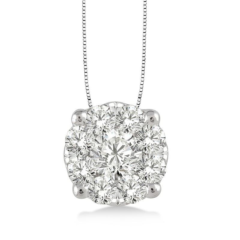 1/2 Ctw Diamond Pendant in 14K White Gold with Chain 1/2 Ctw Diamond Pendant in 14K White Gold with Chain