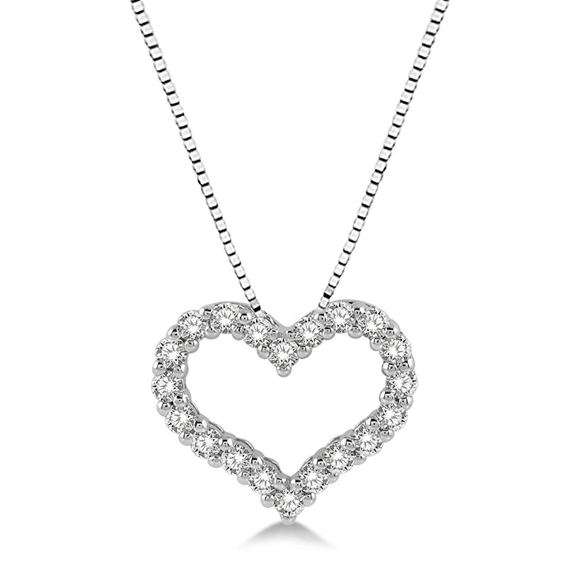 14k White Gold .50cttw Diamond Heart Pendant w/ 18" Chain 14k White Gold .50cttw Diamond Heart Pendant w/ 18" Chain