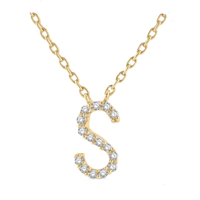 Block 'S' Initial Diamond Pendant