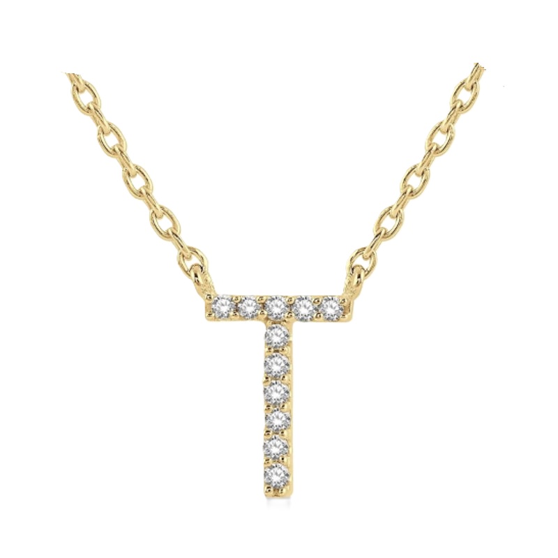 Block 'T' Initial Diamond Pendant Block 'T' Initial Diamond Pendant