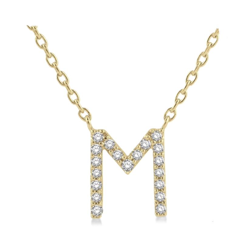 Block 'M' Initial Diamond Pendant Block 'M' Initial Diamond Pendant