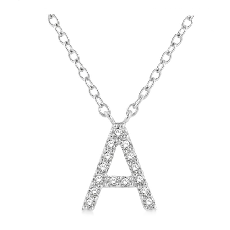 Block 'A' Initial Diamond Pendant Block 'A' Initial Diamond Pendant
