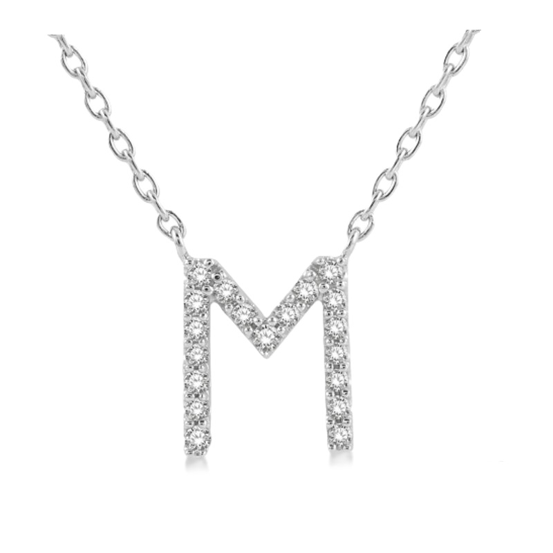 Block 'M' Initial Diamond Pendant Block 'M' Initial Diamond Pendant