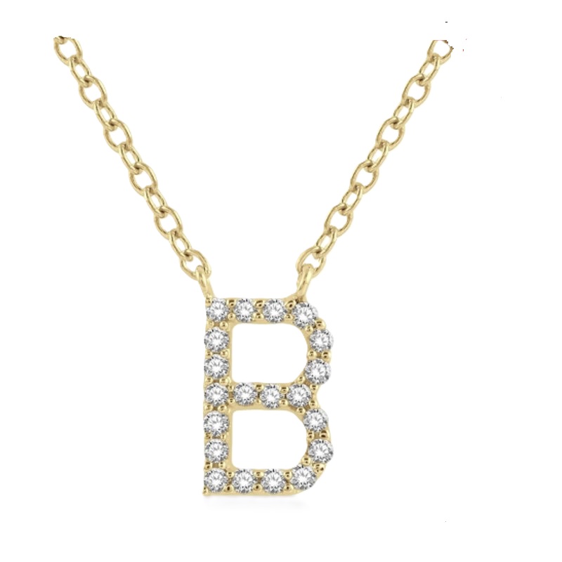 Block 'B' Initial Diamond Pendant Block 'B' Initial Diamond Pendant