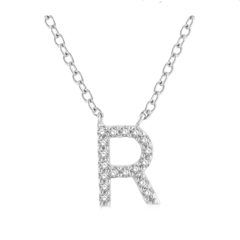 Block 'R' Initial Diamond Pendant Block 'R' Initial Diamond Pendant