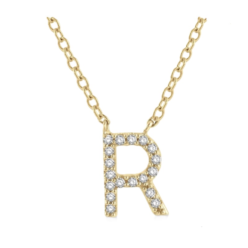 Block 'R' Initial Diamond Pendant Block 'R' Initial Diamond Pendant