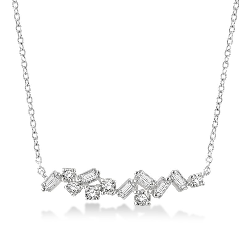 Scatter Baguette Diamond Fashion Necklace