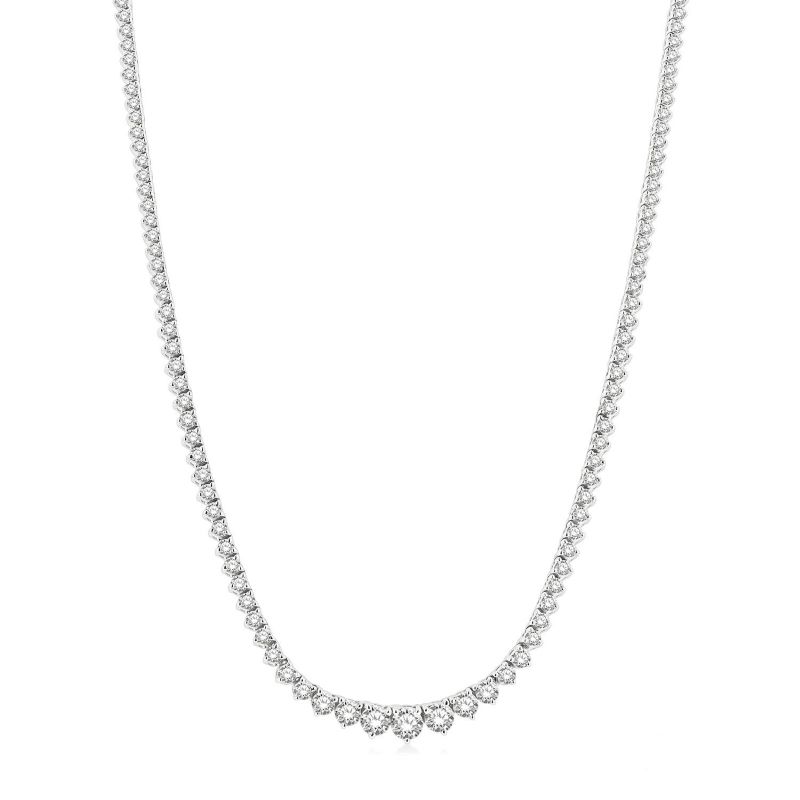 14k White Gold 7.00cttw Round Diamond Graduating Riviera 16" Necklace 14k White Gold 7.00cttw Round Diamond Graduating Riviera 16" Necklace