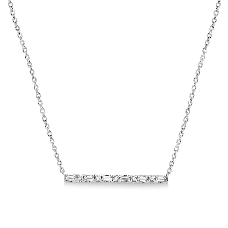 Round/Baguette Diamond Horizontal Bar 18" Necklace Round/Baguette Diamond Horizontal Bar 18" Necklace