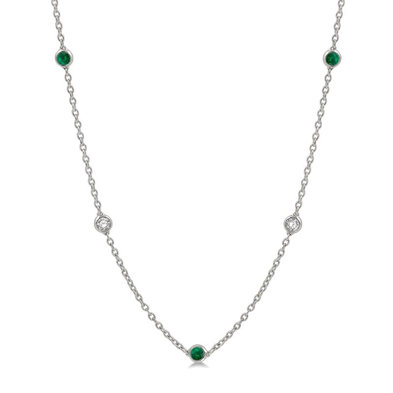 14k White Gold Emerald & Diamond Necklace 14k White Gold Emerald & Diamond Necklace