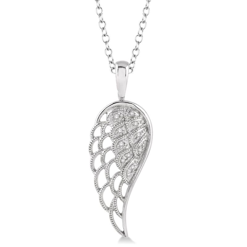 Silver Angel Wings Diamond Fashion Pendant Silver Angel Wings Diamond Fashion Pendant