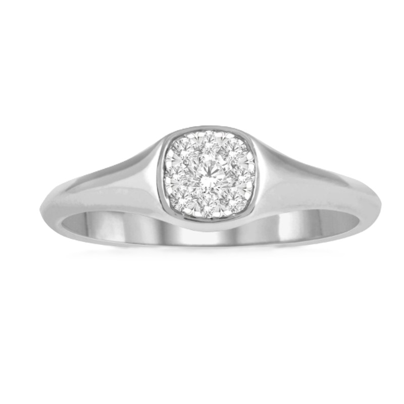 Diamond Cluster Signet Ring