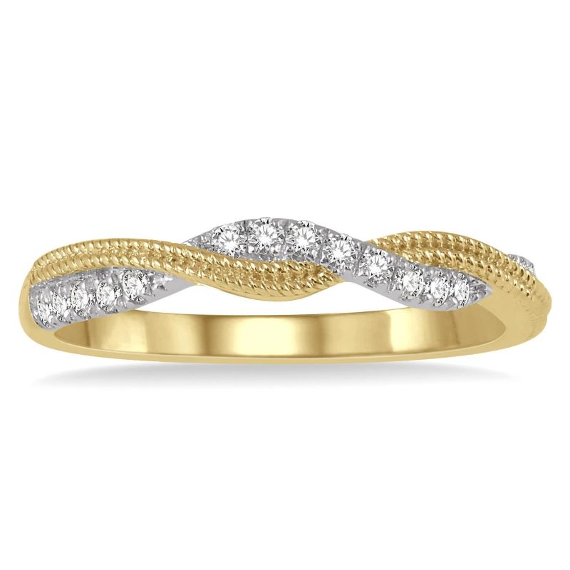 14k Yellow/White Gold Diamond Swirl Twisted Fashion Ring 14k Yellow/White Gold Diamond Swirl Twisted Fashion Ring