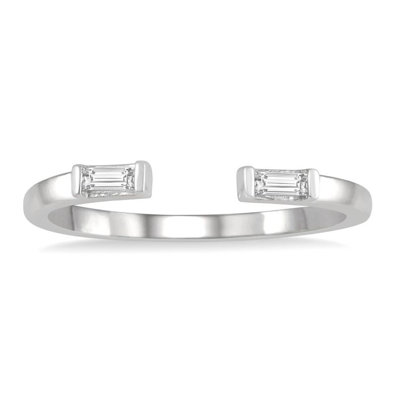 10k White Gold .10cttw Baguette Diamond Open Petite Stackable Ring 10k White Gold .10cttw Baguette Diamond Open Petite Stackable Ring