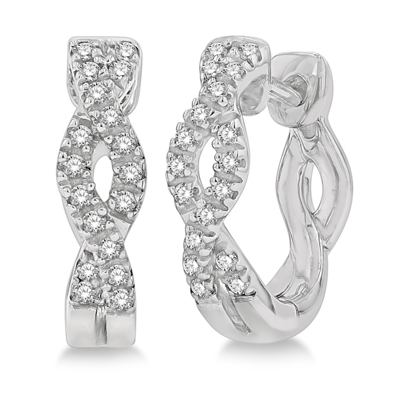 Diamond Twisted Huggie Earrings Diamond Twisted Huggie Earrings