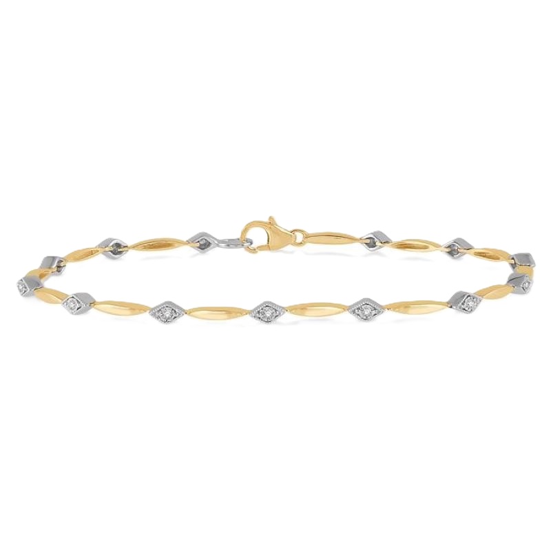10K White and Yellow Gold Diamond Illusion Tennis Bracelet 10K White and Yellow Gold Diamond Illusion Tennis Bracelet