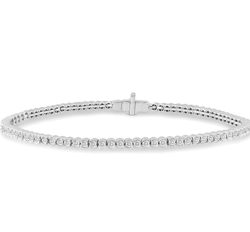 10K White Gold Diamond Illusion Bracelet