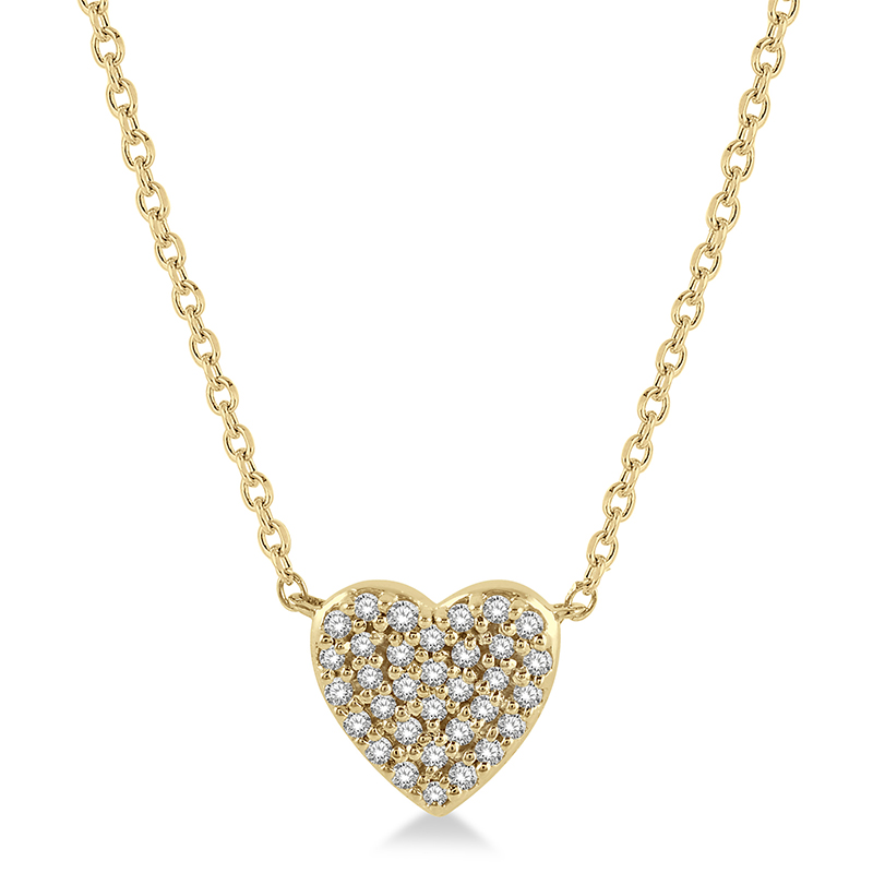 10k Yellow Gold .12cttw Round Diamond Heart Petite 18" Necklace 10k Yellow Gold .12cttw Round Diamond Heart Petite 18" Necklace