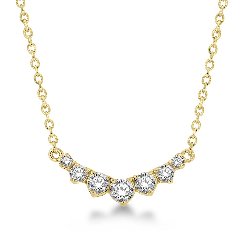 1/4 Ctw Graduated Diamond Curved Necklace in 14K Yellow Gold 1/4 Ctw Graduated Diamond Curved Necklace in 14K Yellow Gold