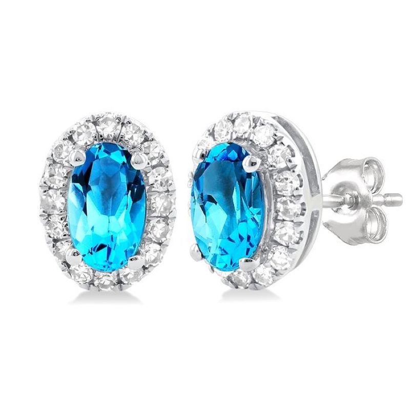 Blue Topaz and Diamond Earrings