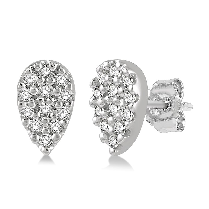 10k White Gold .10cttw Round Diamond Pear Petite Stud Earrings 10k White Gold .10cttw Round Diamond Pear Petite Stud Earrings