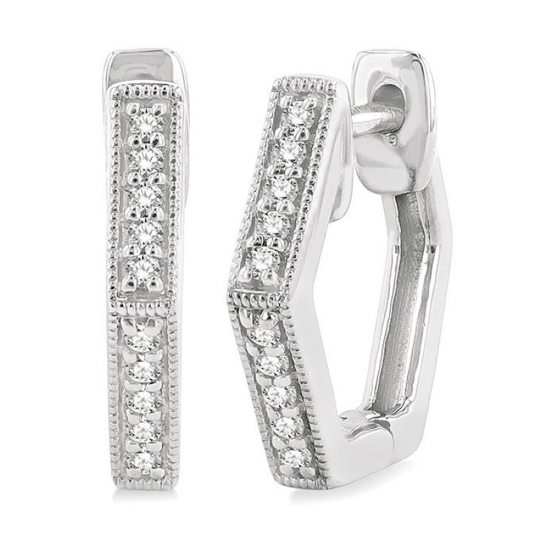 Diamond Hexagon Petite Huggie Earrings Diamond Hexagon Petite Huggie Earrings