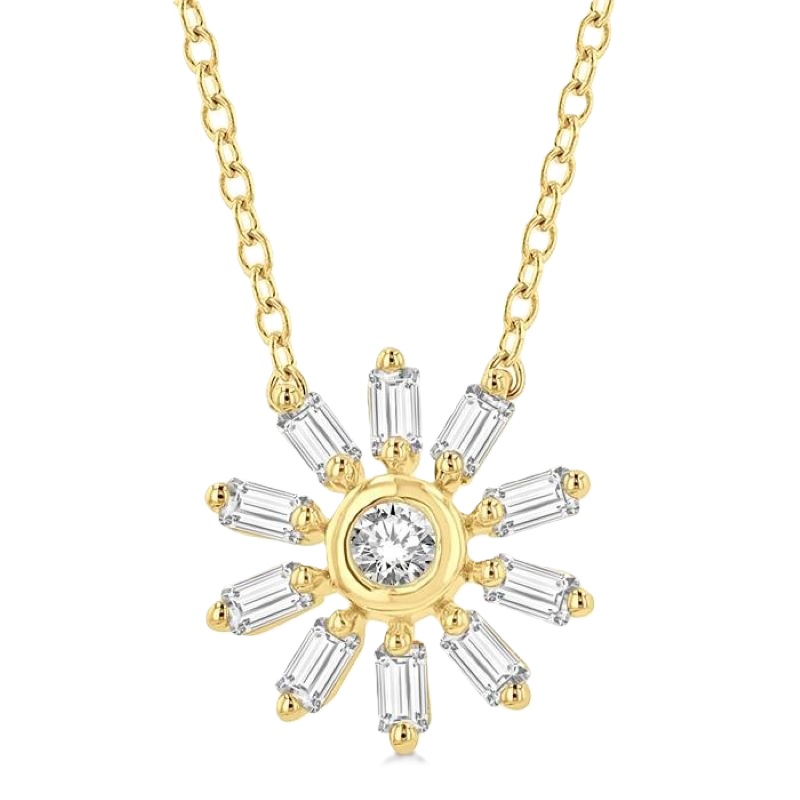 10k Yellow Gold Diamond Sun Necklace 10k Yellow Gold Diamond Sun Necklace