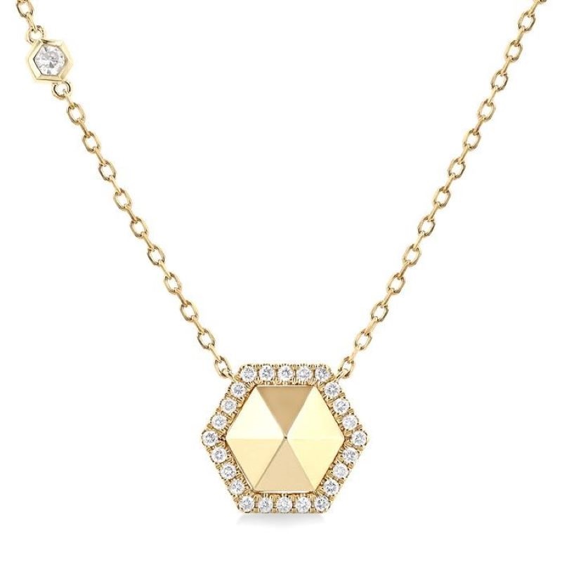 Diamond Halo Hexagon Necklace Diamond Halo Hexagon Necklace
